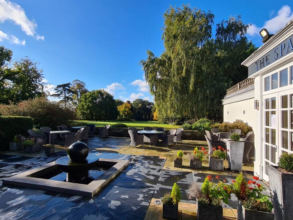 Spa patio terrace and spa entrance